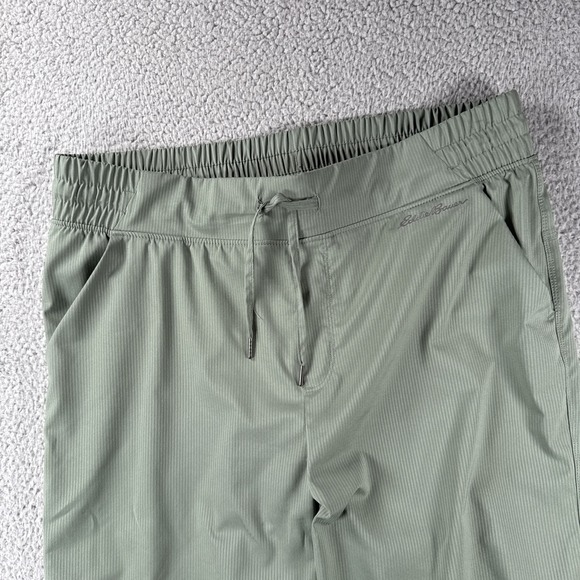 Eddie‎ Bauer Pants Womens L Stripe Track Jogger Ankle Pull On Stretch Green - Picture 2 of 16